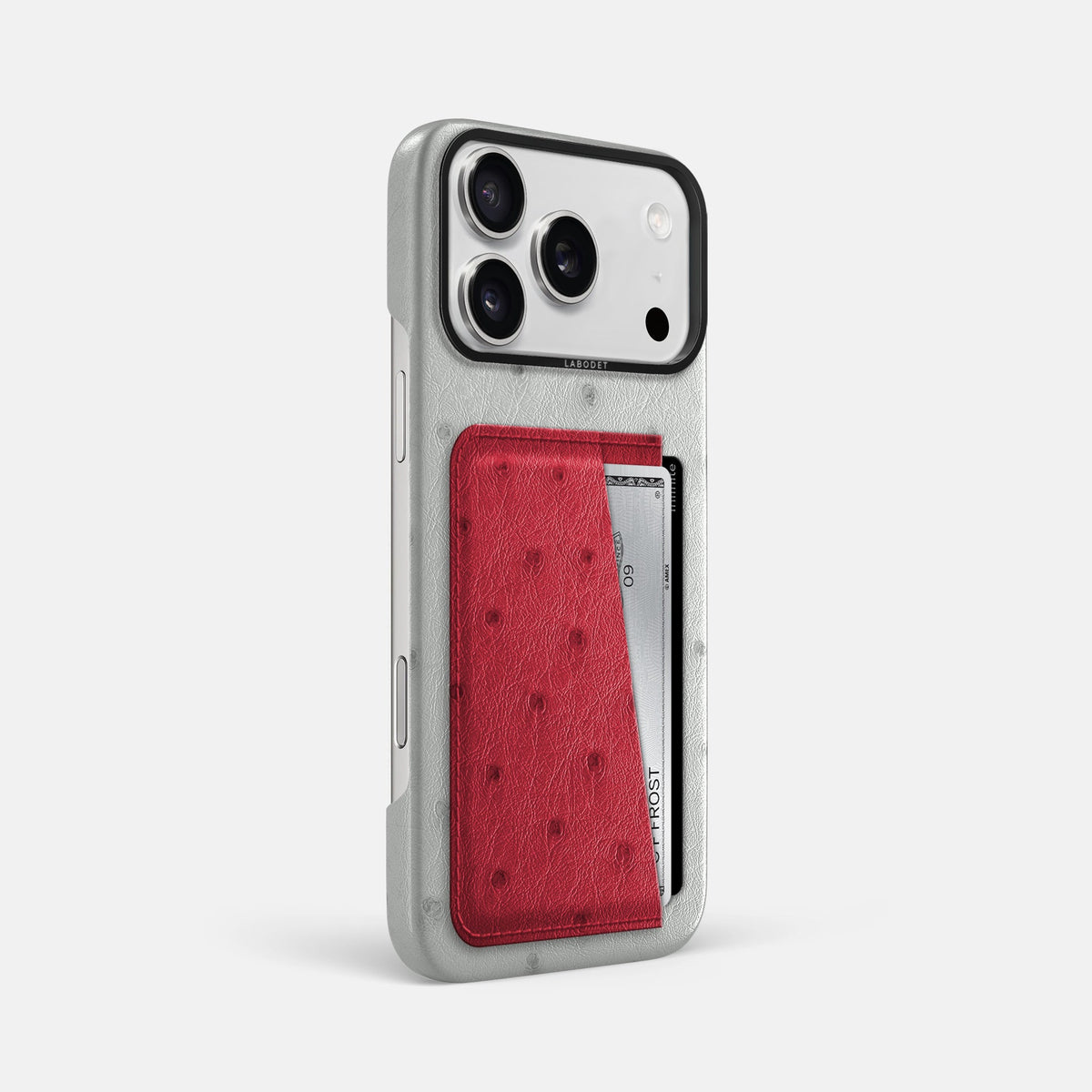 Double Card Case Coloré For iPhone 18 Pro Max In Ostrich -2 | White-Black