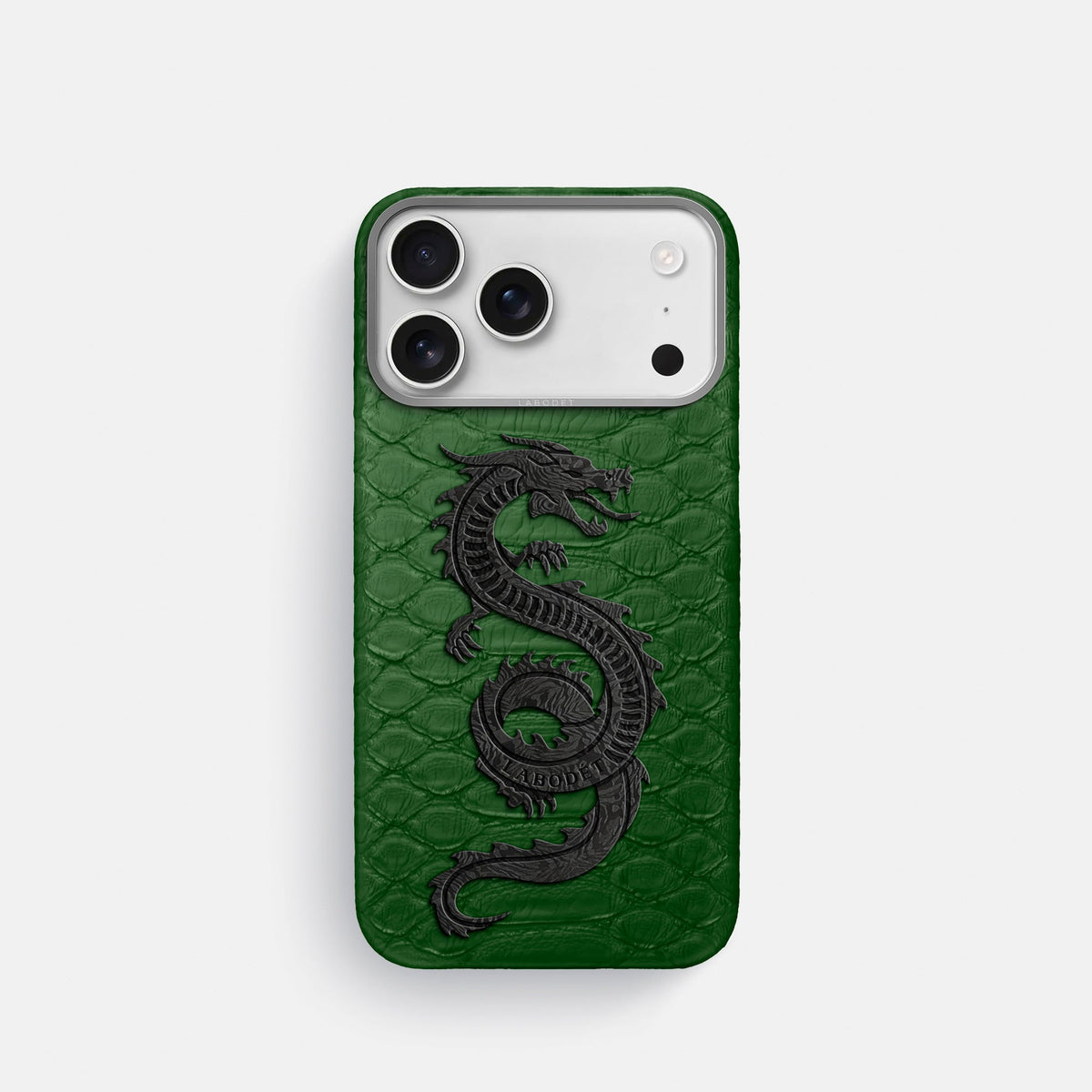Classic Case With Carbon Dragon For iPhone 18 Pro In Python -1 | Green-Steel