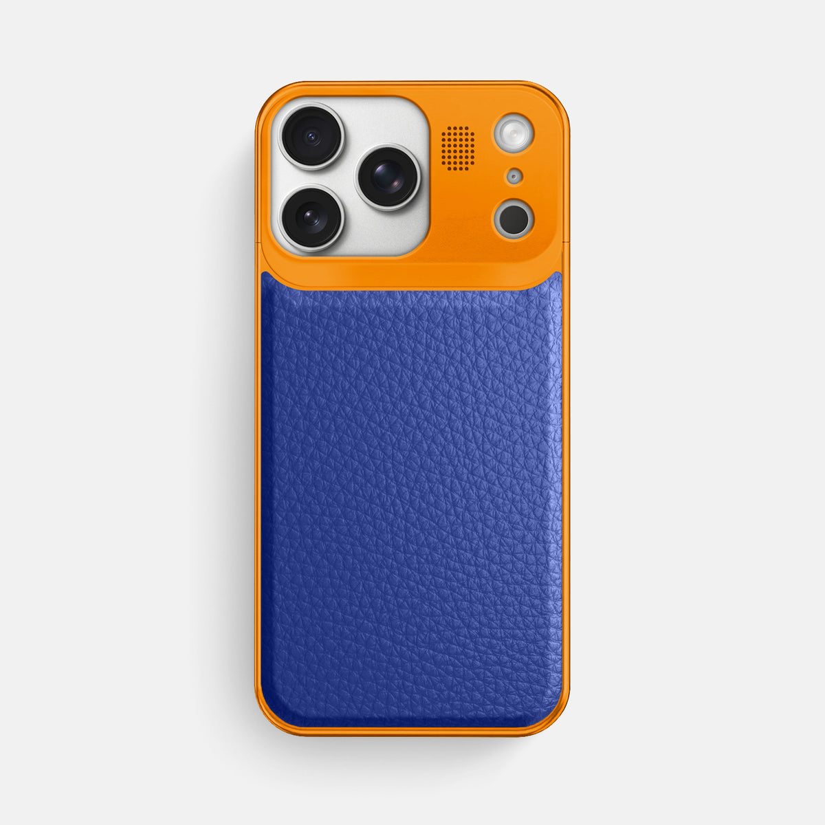 Metal Case For iPhone 17 Pro Max In Calf -1 | Royal-Blue-Orange