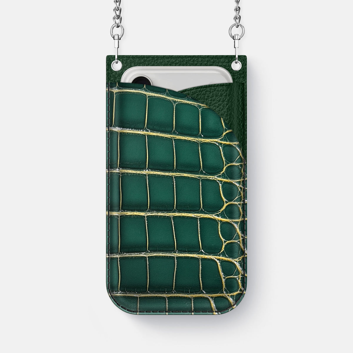 Crossbody Bag For iPhone 18 Pro Max In Patina Alligator -1 | Cambridge-Steel