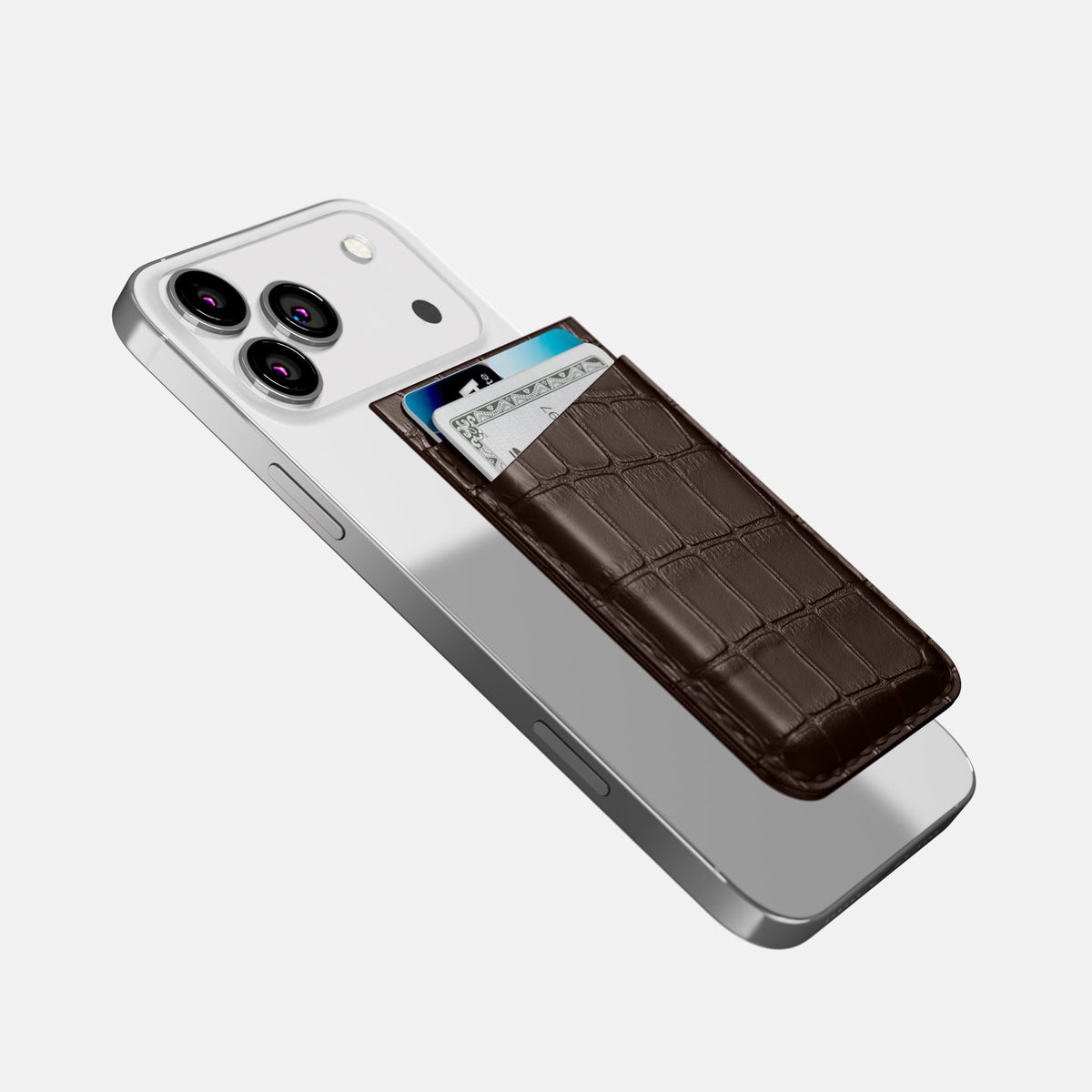 MagSafe Wallet For iPhone 18 Pro Max In Alligator -4 | Dark-Brown