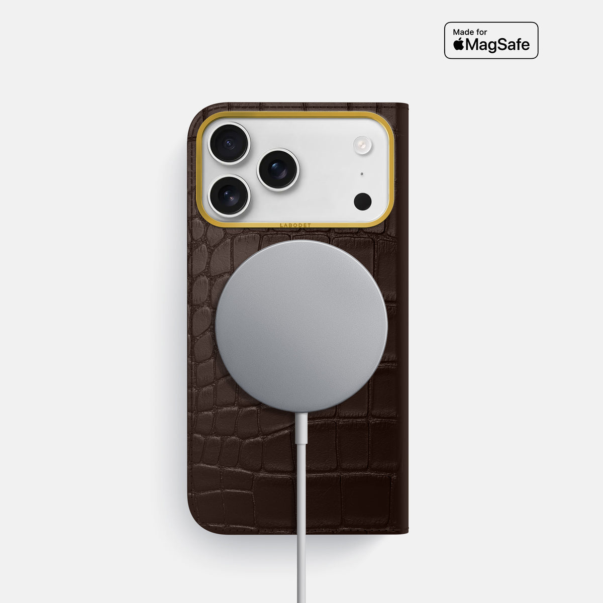 Folio Case For iPhone 17 Pro In Alligator -3 | Dark-Brown-Gold
