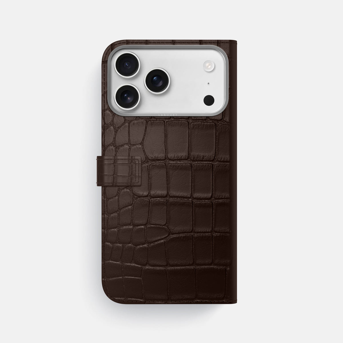 Folio Case with Clasp For iPhone 18 Pro Max In Alligator -3 | Dark-Brown-Steel
