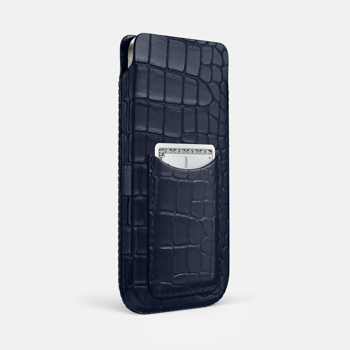 Pouch Card Case For iPhone 17 Pro In Alligator -2 | Navy-Blue