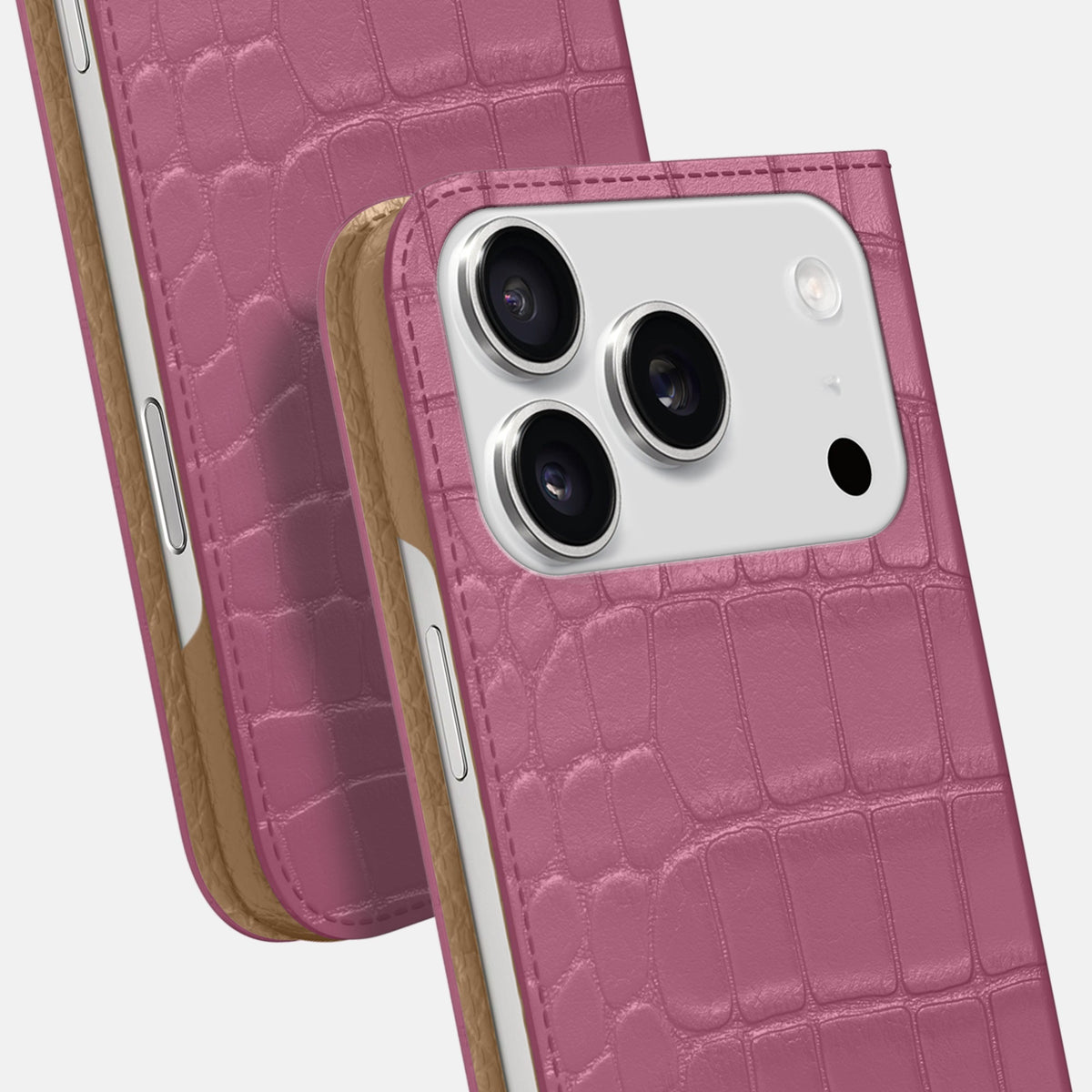 Folio Slim Case For iPhone 18 Pro Max In Alligator -5 | Pink-Lagoon