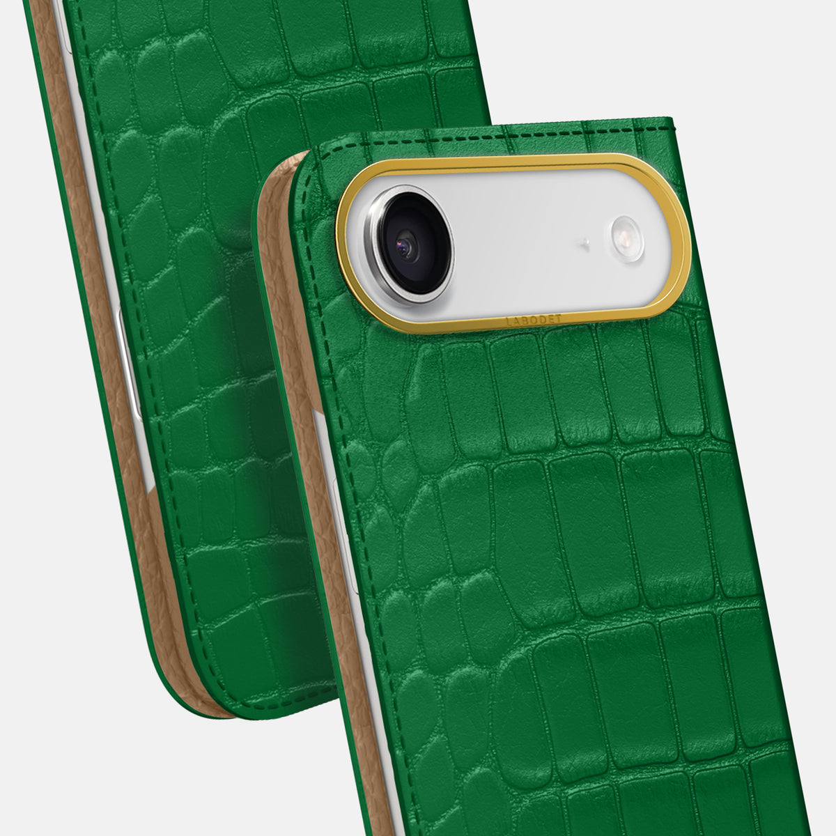 Folio Case For iPhone 17 Air In Alligator -5 | Forest-Green-Gold