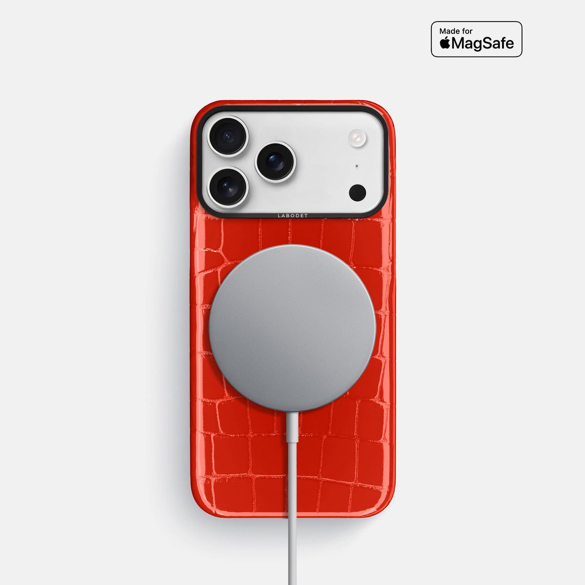 Classic Case For iPhone 18 Pro In Shiny Alligator -5 | Coral-Orange-Black
