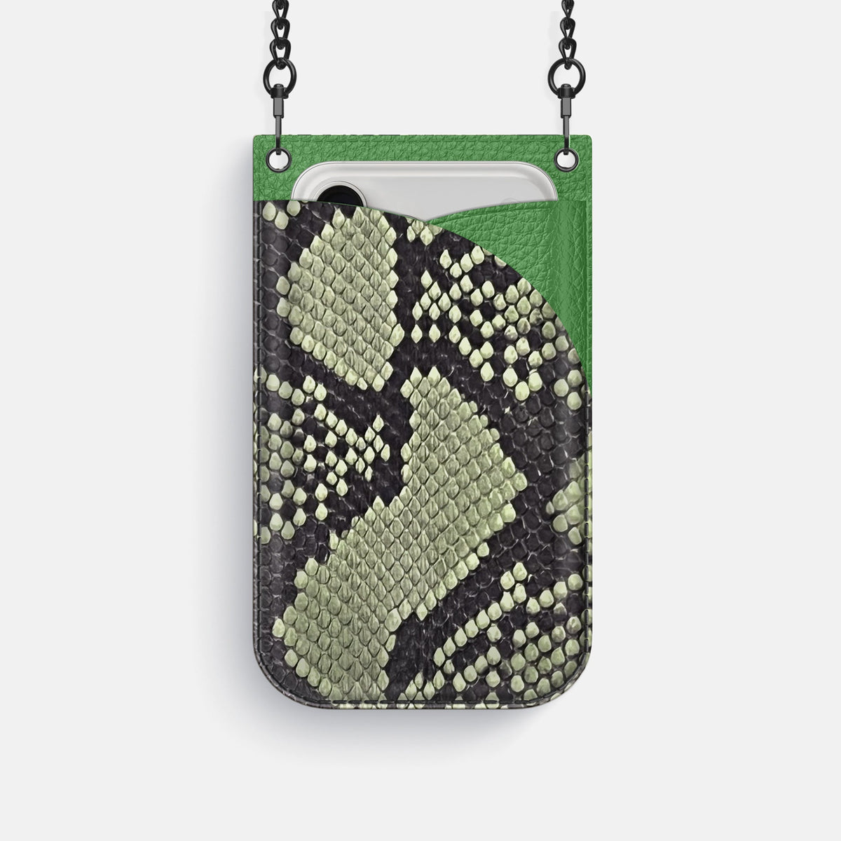 Crossbody Bag For iPhone 18 Pro In Deluxe Python -1 | Army-Green-Black
