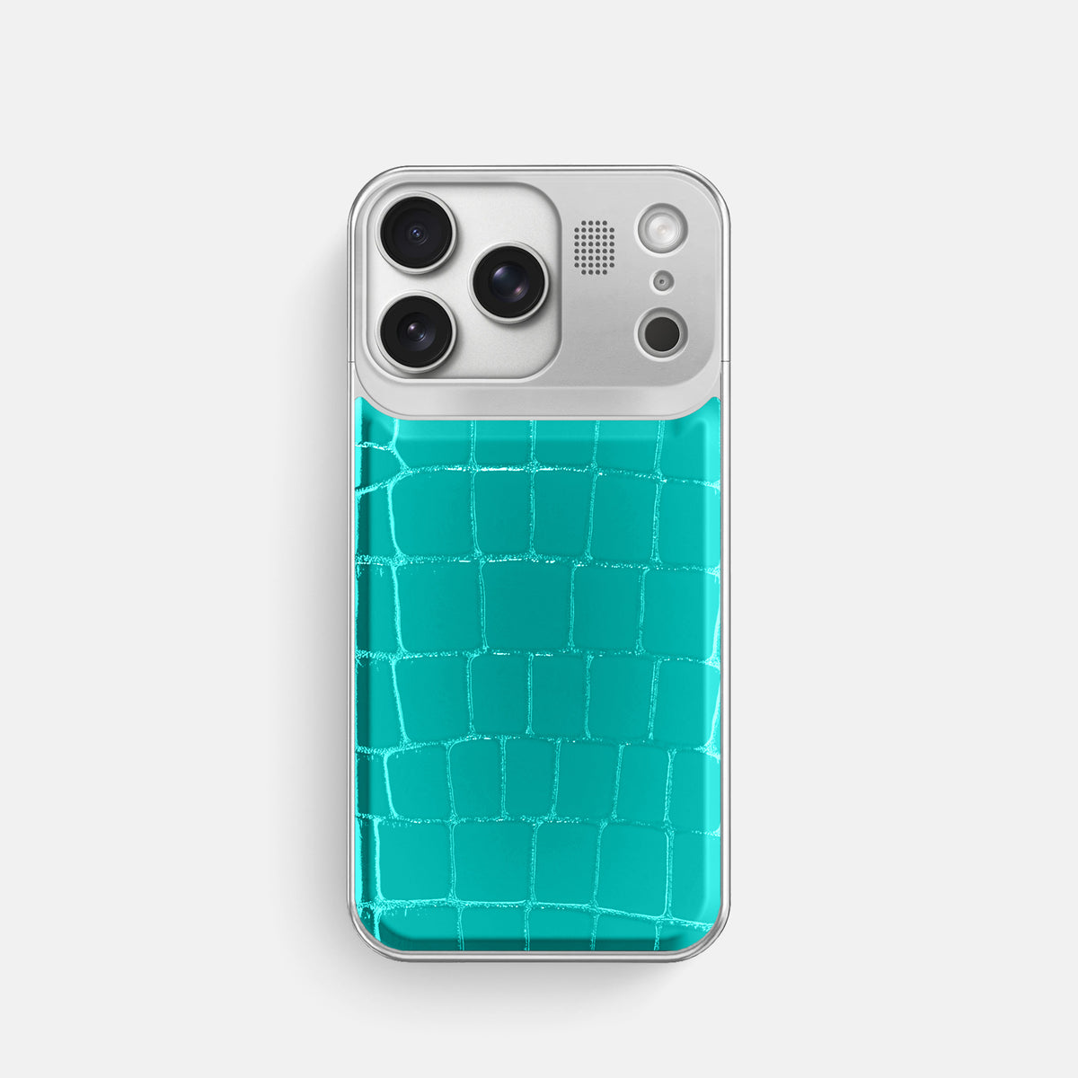 Metal Case For iPhone 17 Pro In Shiny Alligator -1 | Mint-Steel