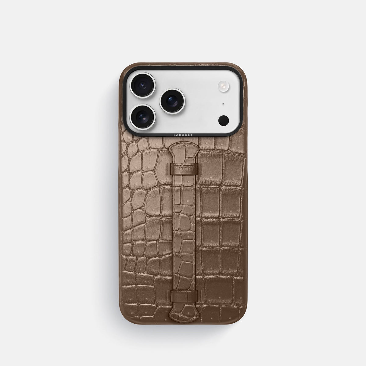Center Handle For iPhone 18 Pro In Porosus Crocodile -1 | Fur-Brown-Black