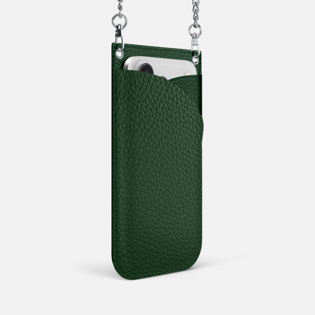 Crossbody Bag For iPhone 18 Pro In Calf -2 | Dark-Green-Steel