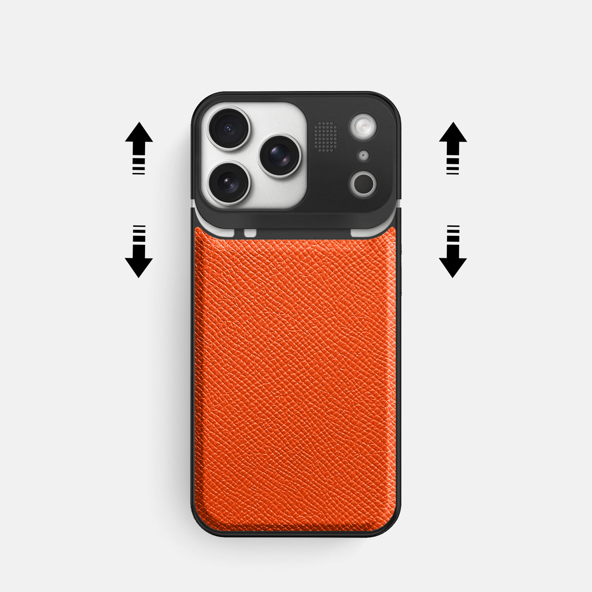 Metal Case For iPhone 17 Pro In Epsom-Style Calf -2 | Orange-Black
