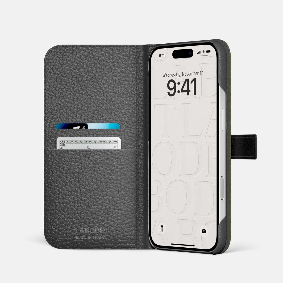 Folio Case with Clasp For iPhone 18 Pro Max In Alligator -2 | Kaki-Green-Black