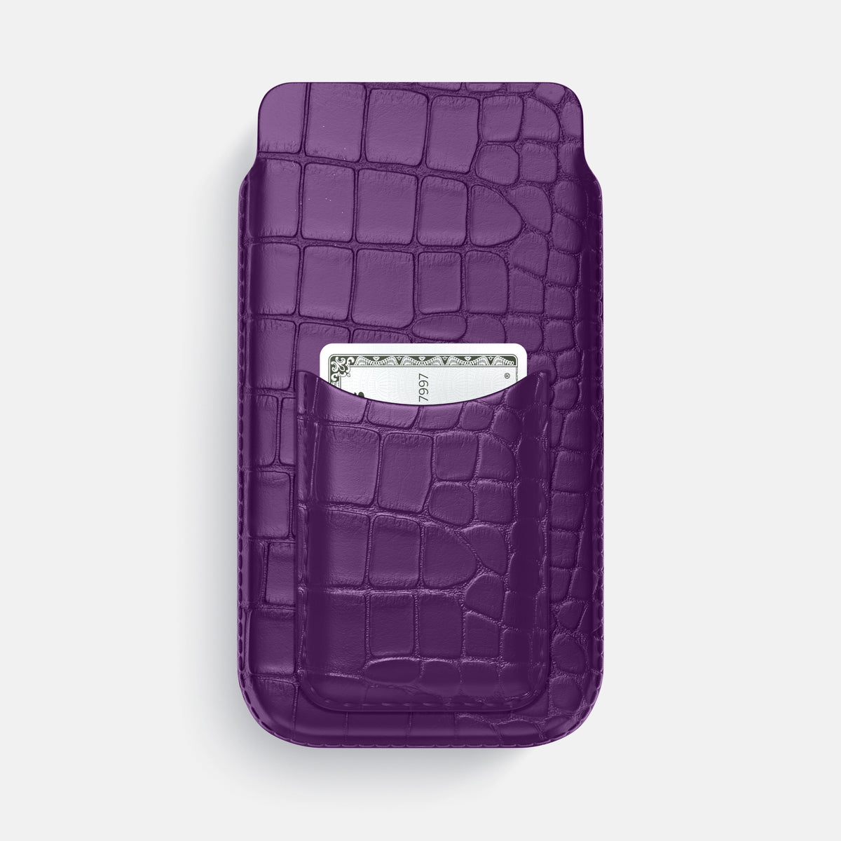 Pouch Card Case For iPhone 17 Pro Max In Alligator -1 | Purple