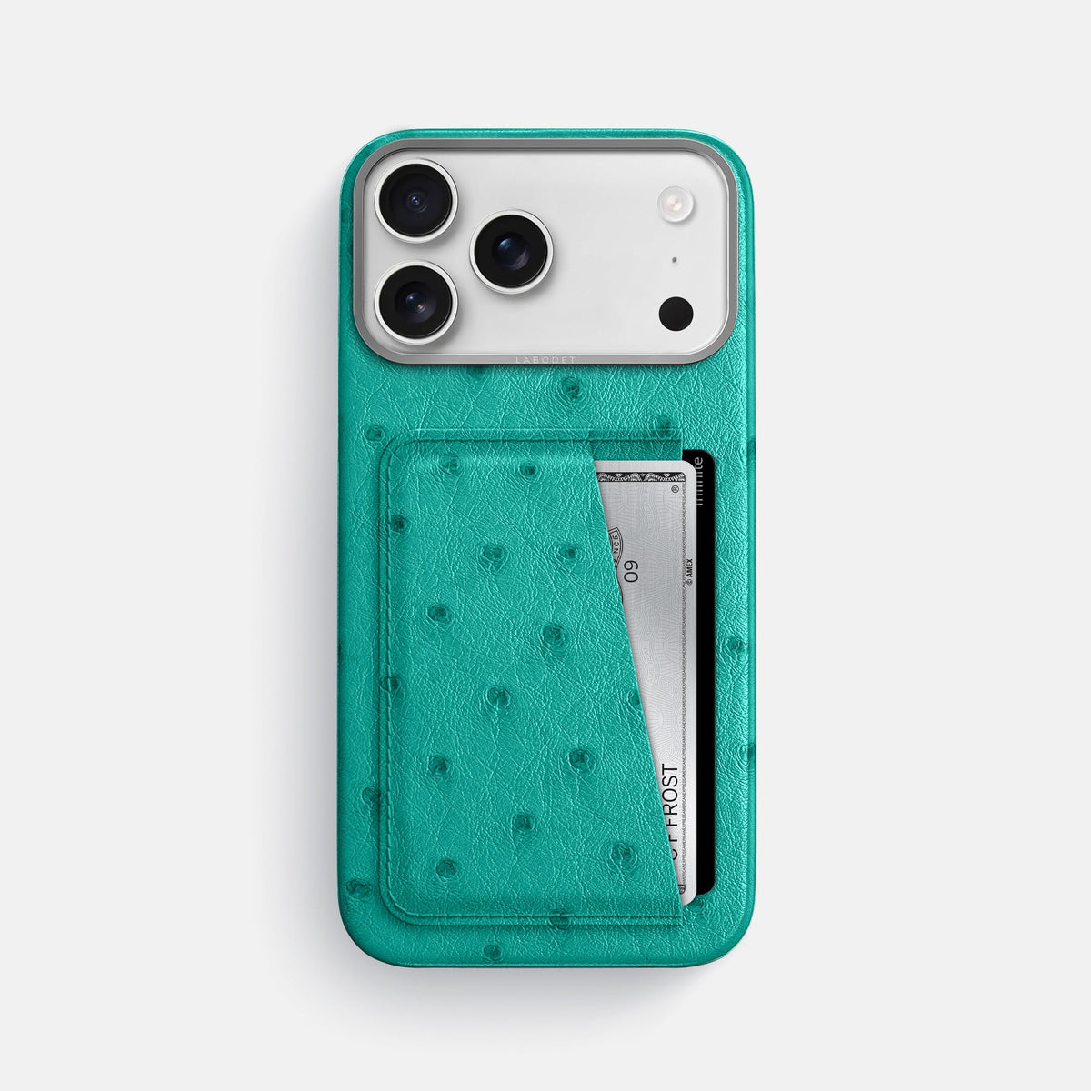 Double Card Case For iPhone 18 Pro Max In Ostrich -1 | Turquoise-Steel