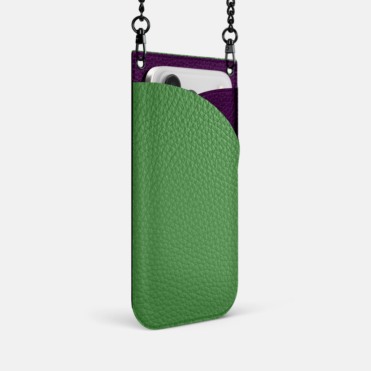 Crossbody Bag For iPhone 18 Pro In Calf -2 | Herb-Black