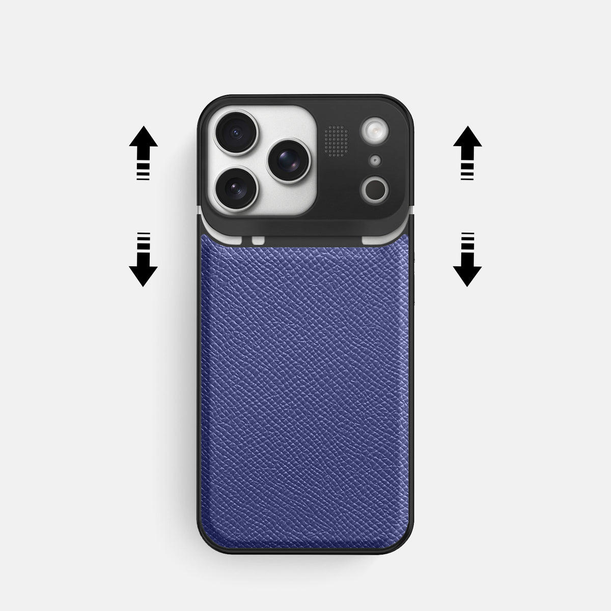 Metal Case For iPhone 17 Pro In Epsom-Style Calf -2 | Purple-Black