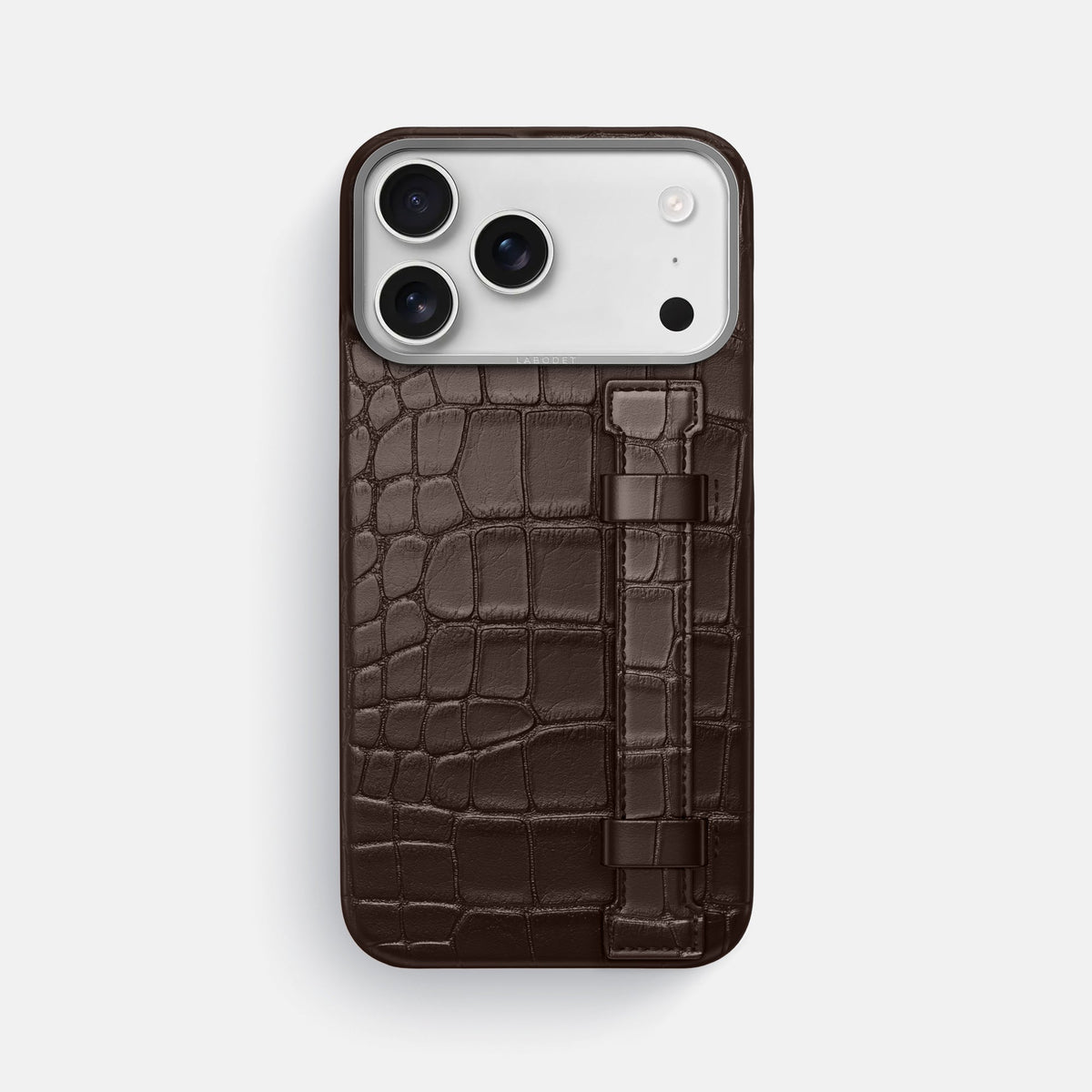 Handle Case For iPhone 18 Pro Max In Alligator -1 | Dark-Brown-Steel