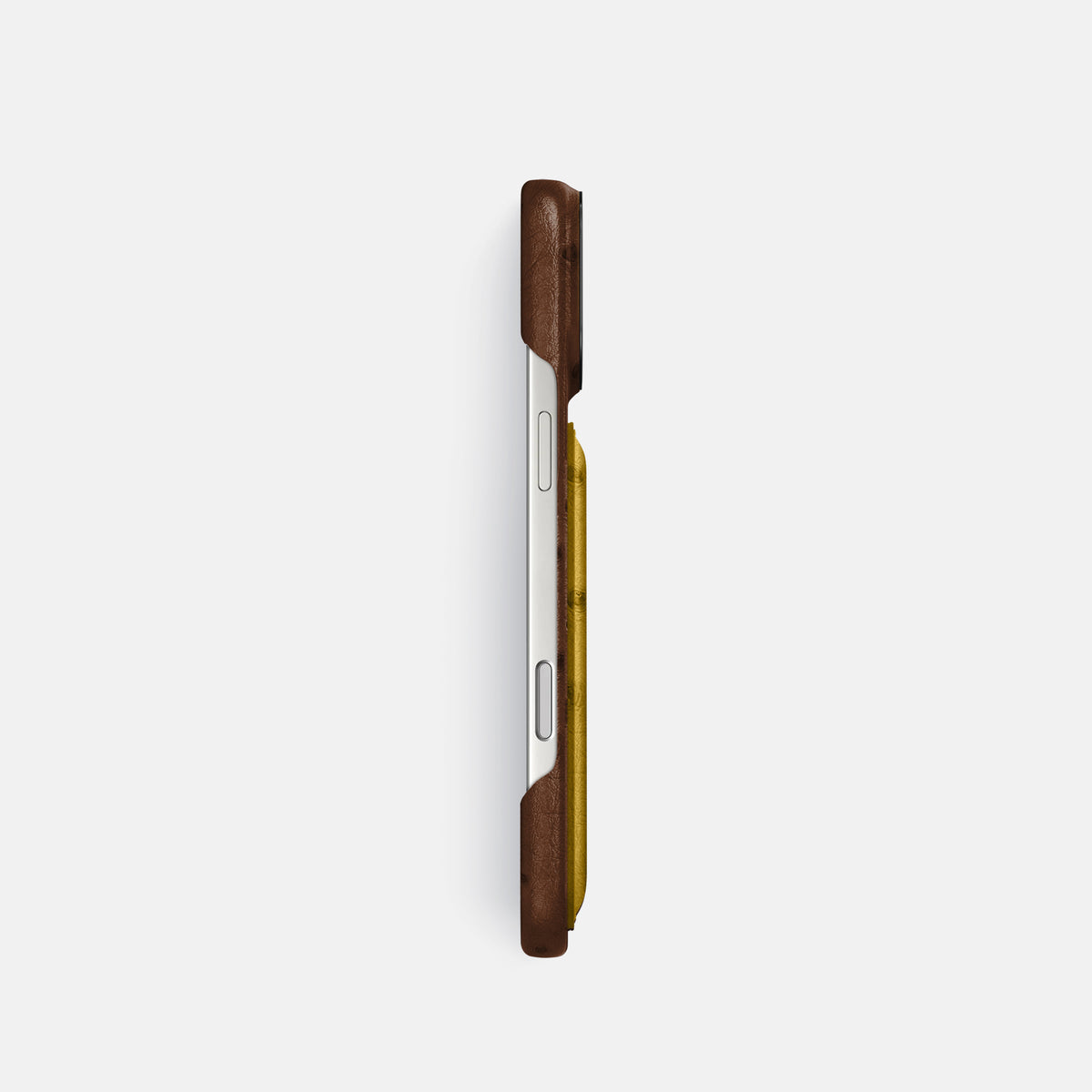 Double Card Case Coloré For iPhone 17 Pro In Ostrich -3 | Chocolate-Black