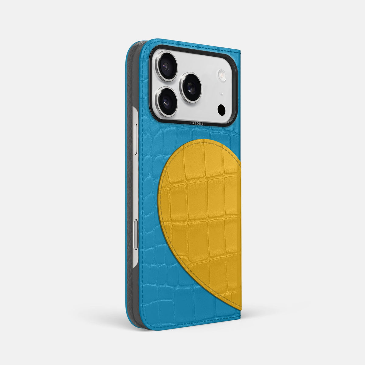 Folio Case With Heart For iPhone 18 Pro Max In Alligator -1 | Curaçao-Blue-Black