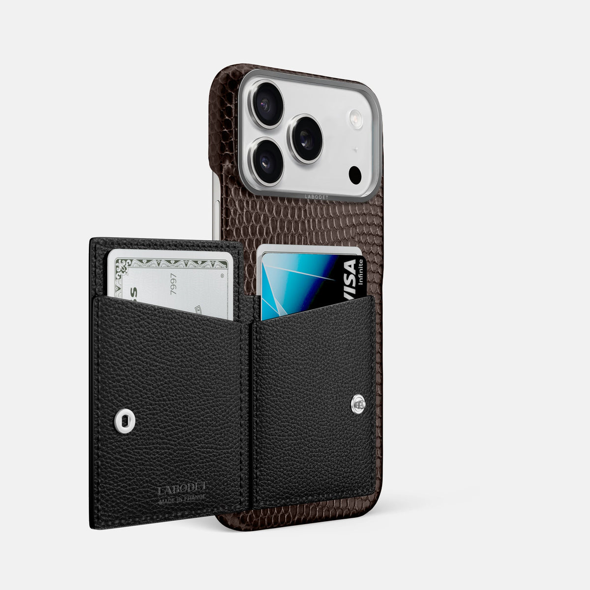 Bi-Fold Case For iPhone 18 Pro Max In Lizard -2 | Brown-Steel