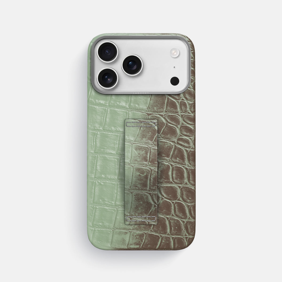 Finger Case For iPhone 17 Pro Max In Himalayan Crocodile -1 | Pistachio-Steel