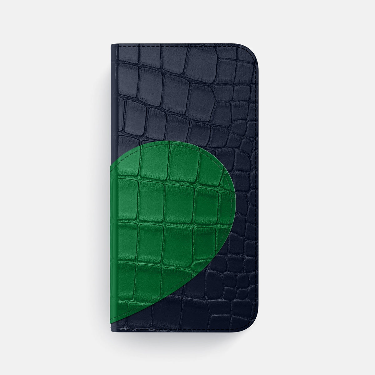 Folio Case With Heart For iPhone 18 Pro Max In Alligator -4 | Navy-Blue-Steel
