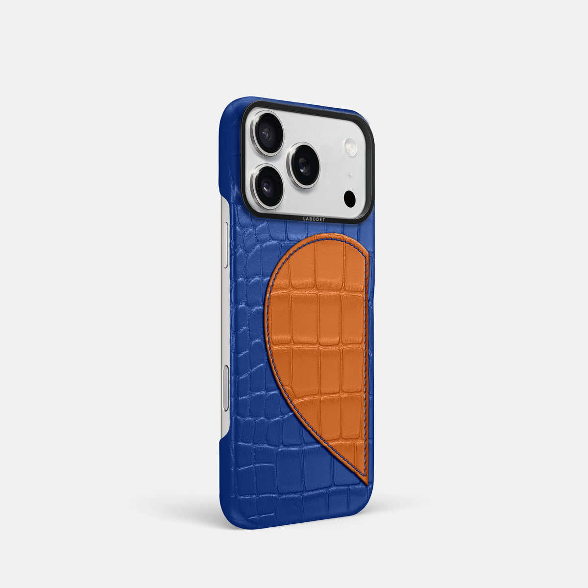 Classic Case With Half Heart - Left For iPhone 17 Pro In Alligator -2 | Royal-Blue-Black