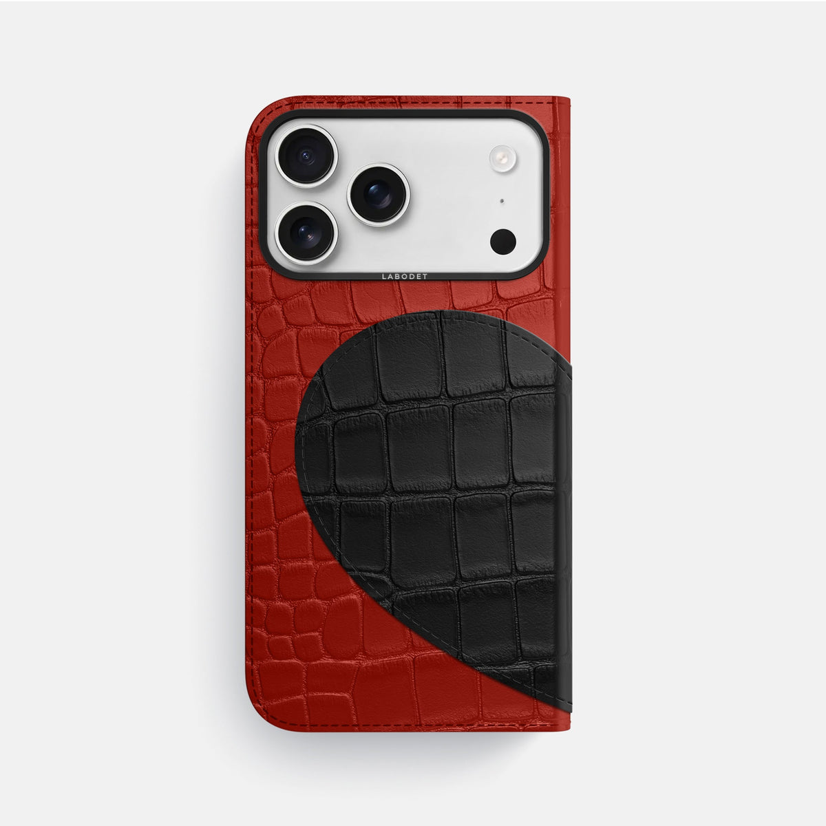 Folio Case With Heart For iPhone 18 Pro Max In Alligator -3 | Red-Black