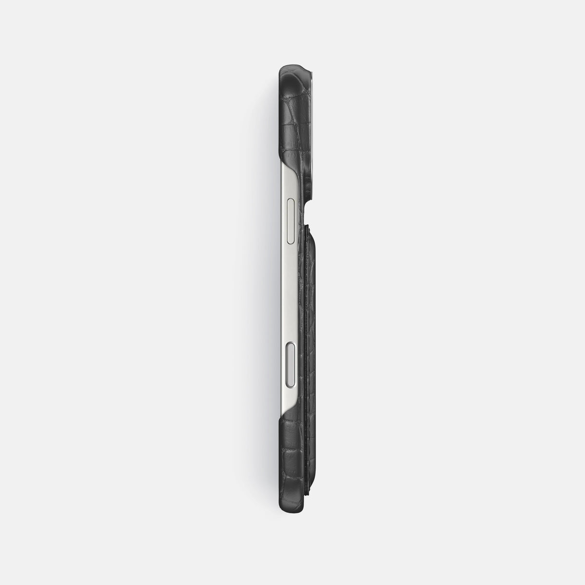 Double Card Case For iPhone 17 Pro Max In Alligator -3 | Grey-Steel