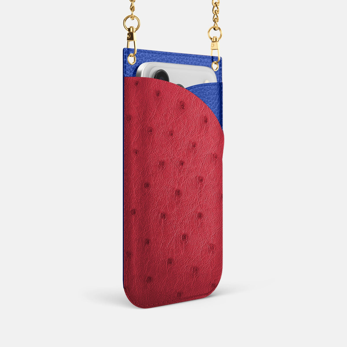 Crossbody Bag For iPhone 18 Pro In Ostrich -2 | Red-Gold