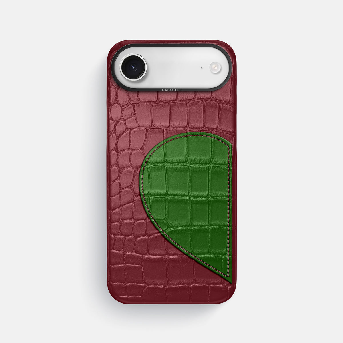 Classic Case With Half Heart - Left For iPhone 17 Air In Alligator -1 | Burgundy-Black