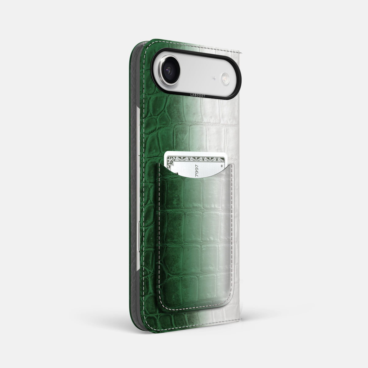 Folio Case with Card For iPhone 17 Air In Himalayan Crocodile -1 | Green-Black