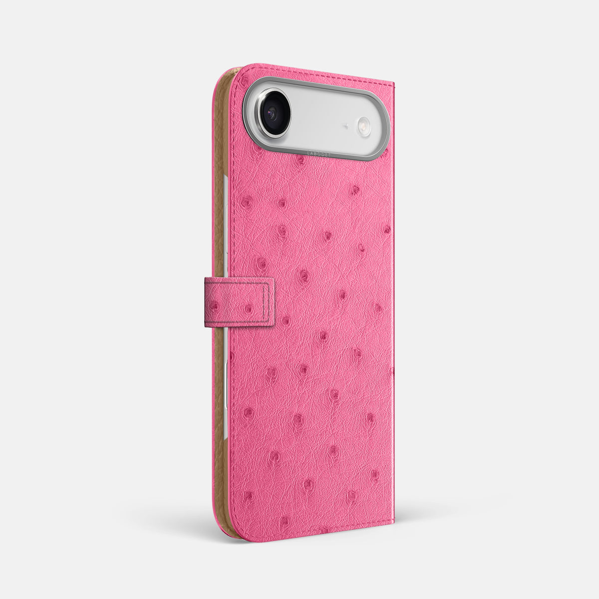 Folio Case with Clasp For iPhone 17 Air In Ostrich -1 | Pink-Steel