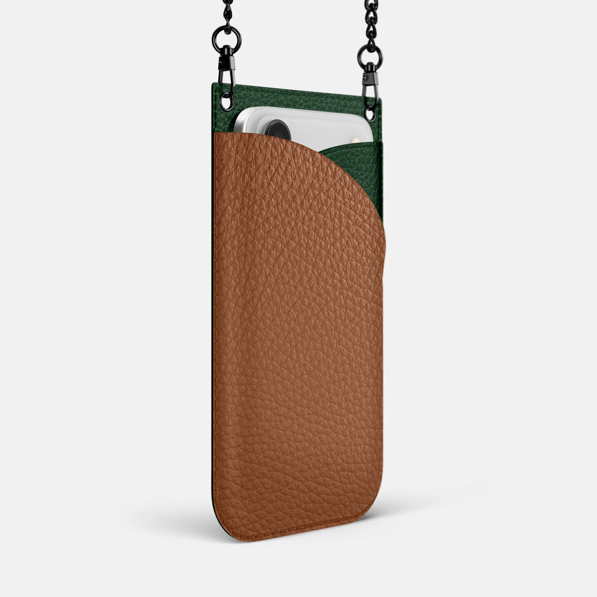 Crossbody Bag For iPhone 18 Pro Max In Calf -2 | Caramel-Black