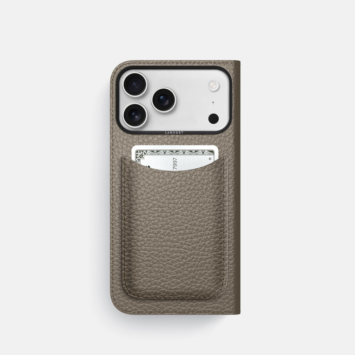 Folio Case with Card For iPhone 18 Pro In Calf -3 | Taupe-Black
