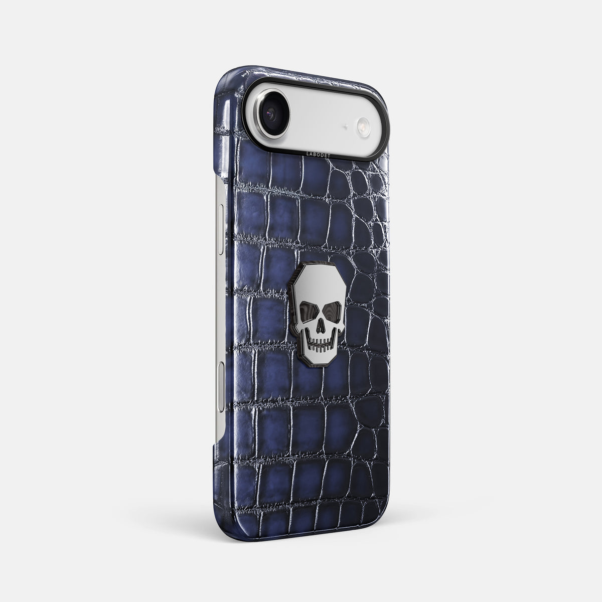 Classic Case With Titanium Skull For iPhone 17 Air In Patina Alligator -2 | Havana-Blue-Black