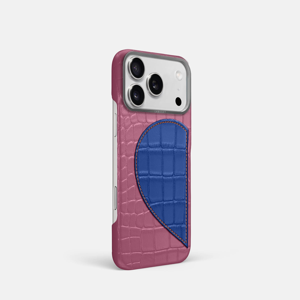 Classic Case With Half Heart - Left For iPhone 18 Pro In Alligator -2 | Pink-Lagoon-Steel
