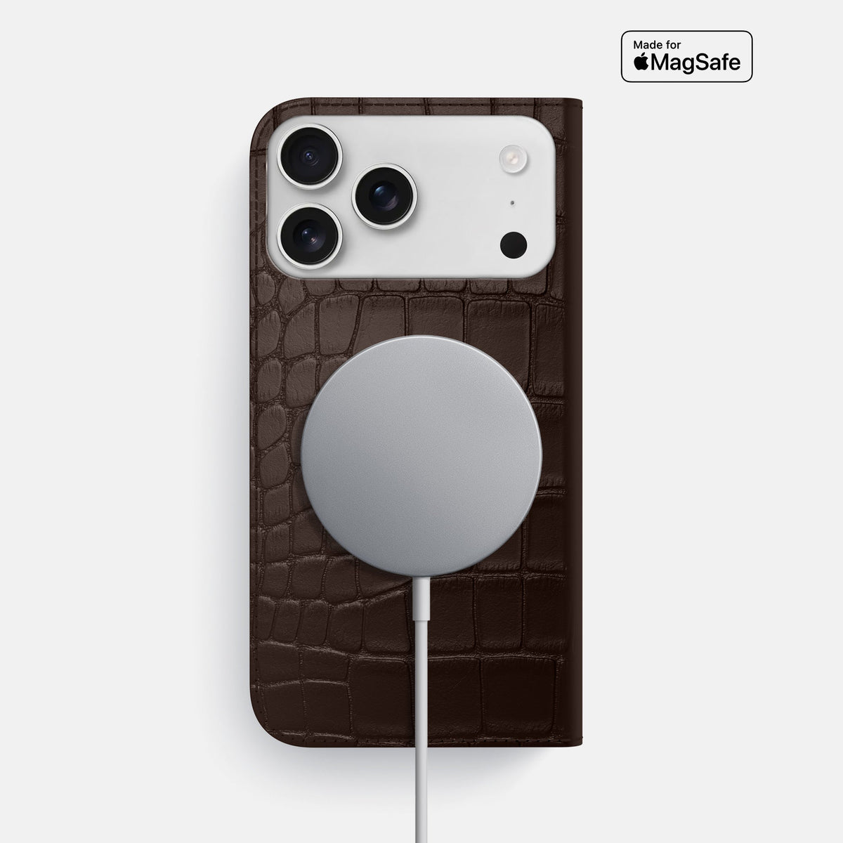 Folio Slim Case For iPhone 18 Pro Max In Alligator -3 | Dark-Brown