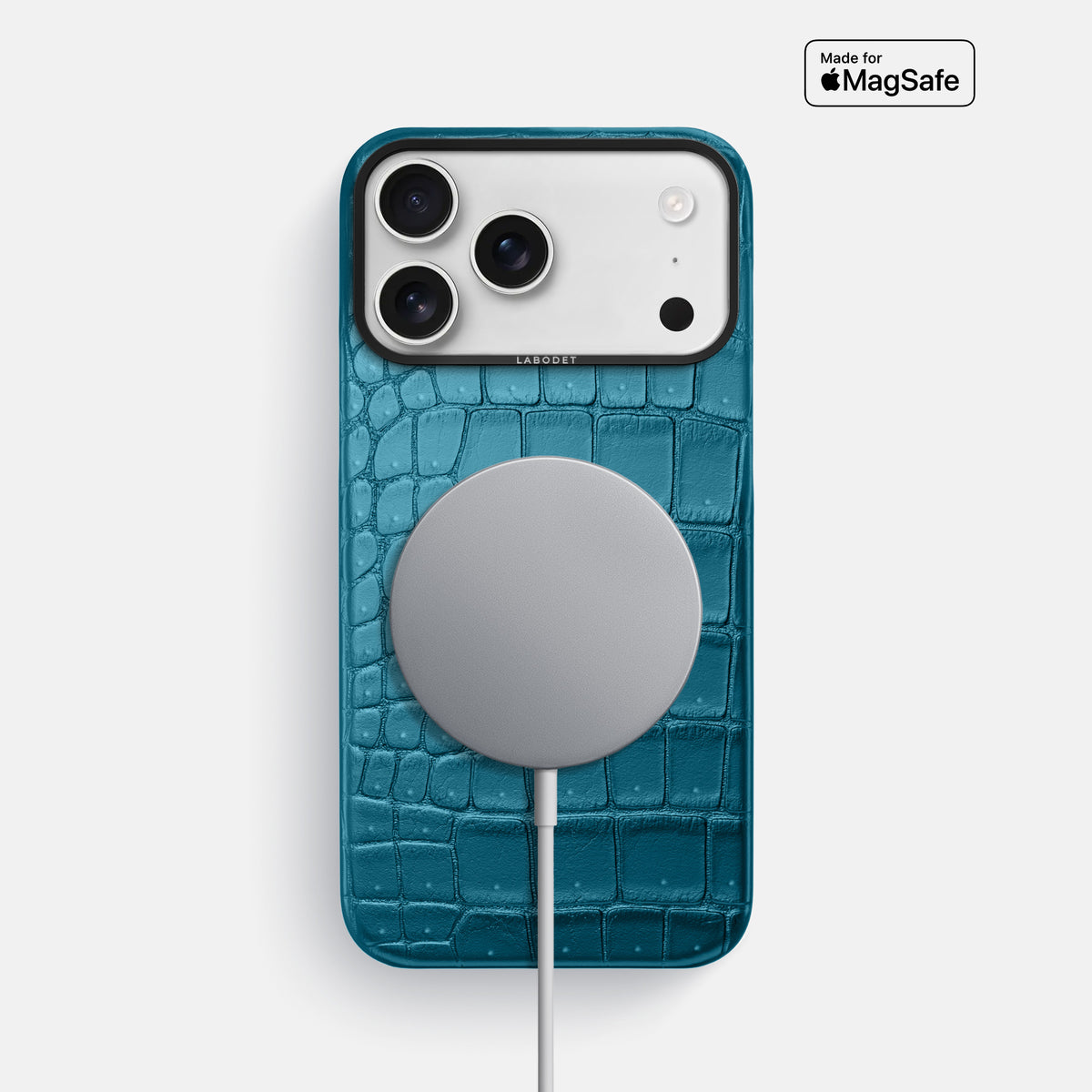 Classic Case For iPhone 17 Pro Max In Porosus Crocodile -5 | Turquoise-Black
