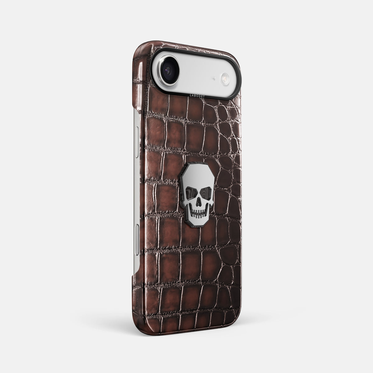 Classic Case With Titanium Skull For iPhone 17 Air In Patina Alligator -2 | Havana-Brown-Black
