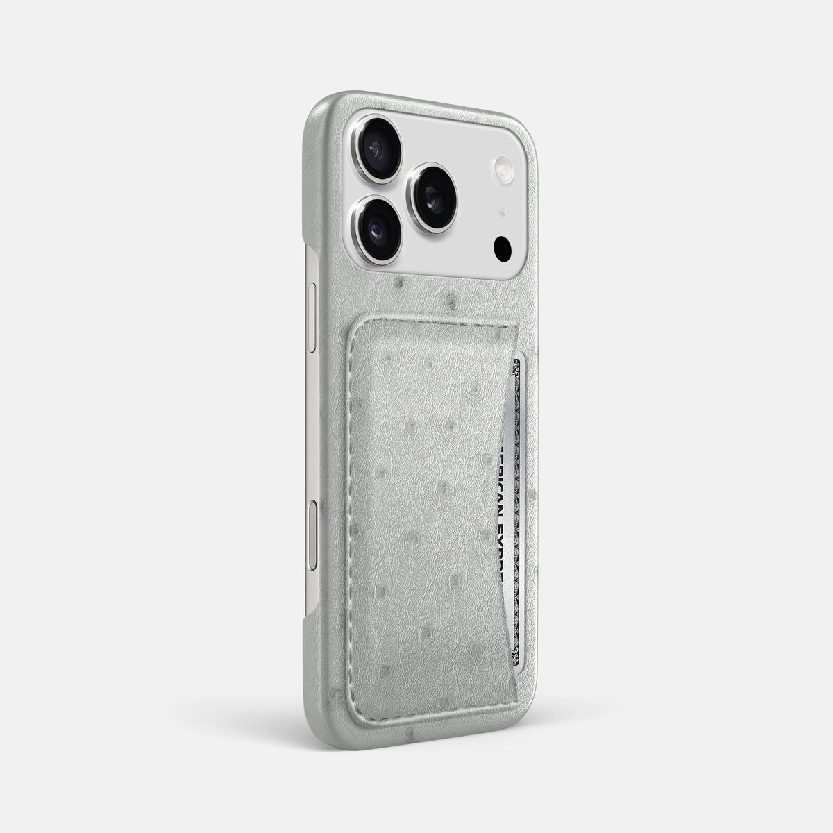 Slim Card Case For iPhone 17 Pro Max In Ostrich -2 | White