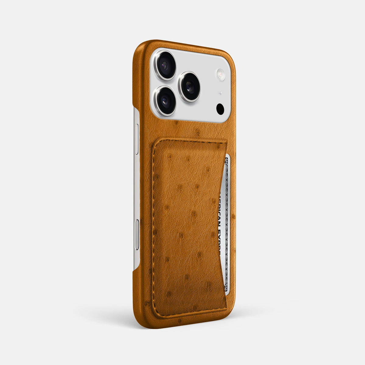 Slim Card Case For iPhone 17 Pro Max In Ostrich -2 | Chestnut