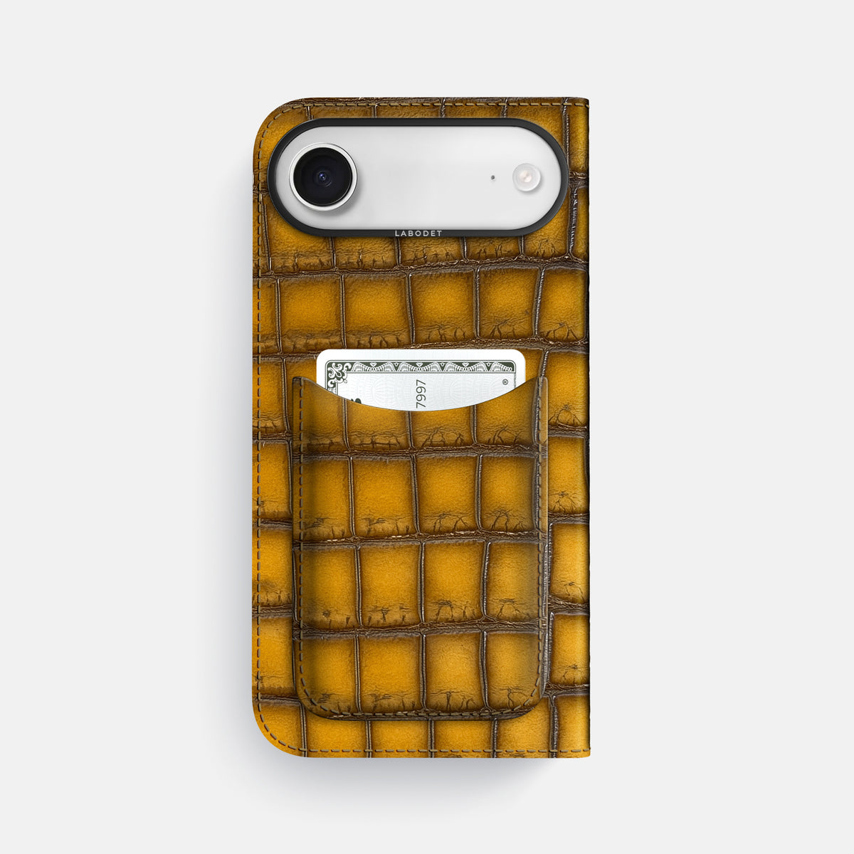 Folio Case with Card For iPhone 17 Air In Patina Alligator -3 | Sydney-Black