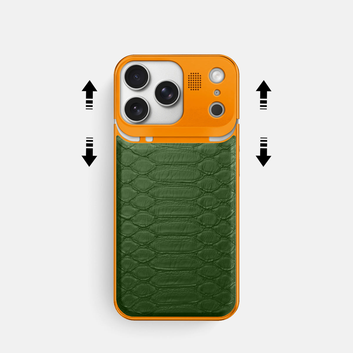 Metal Case For iPhone 17 Pro In Python -2 | Green-Orange