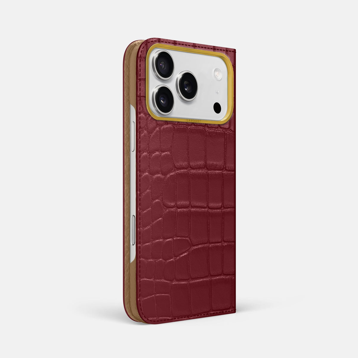 Folio Case For iPhone 18 Pro Max In Alligator -1 | Burgundy-Gold