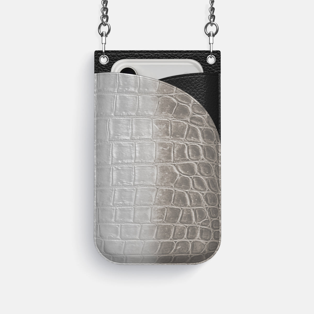 Crossbody Bag For iPhone 17 Pro In Himalayan Crocodile -1 | Grey-Steel