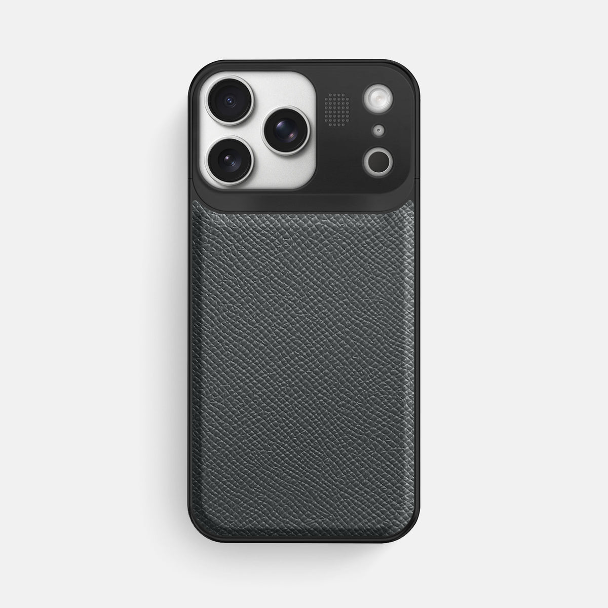 Metal Case For iPhone 17 Pro Max In Epsom-Style Calf -1 | Grey-Black