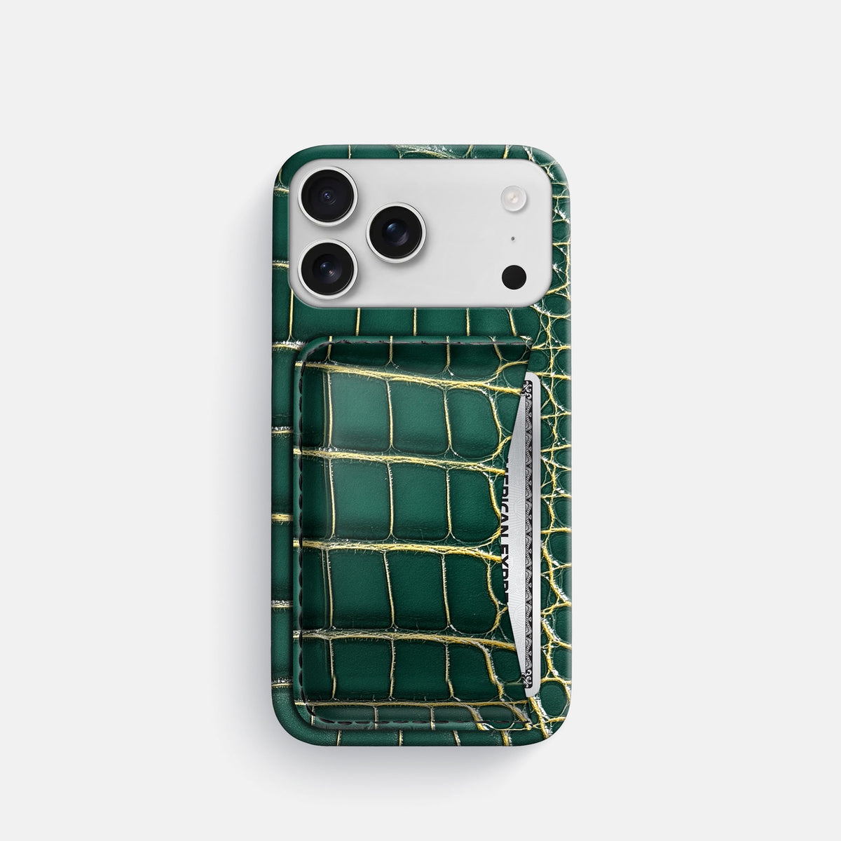 Slim Card Case For iPhone 18 Pro In Patina Alligator -1 | Cambridge