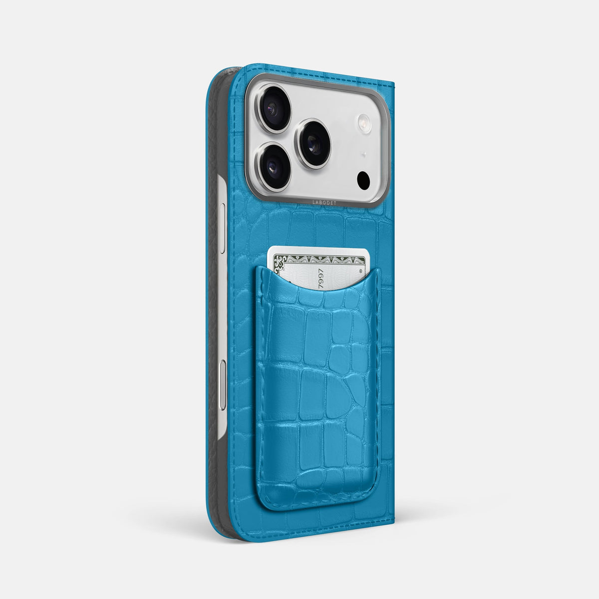 Folio Case with Card For iPhone 18 Pro Max In Alligator -1 | Curaçao-Blue-Steel